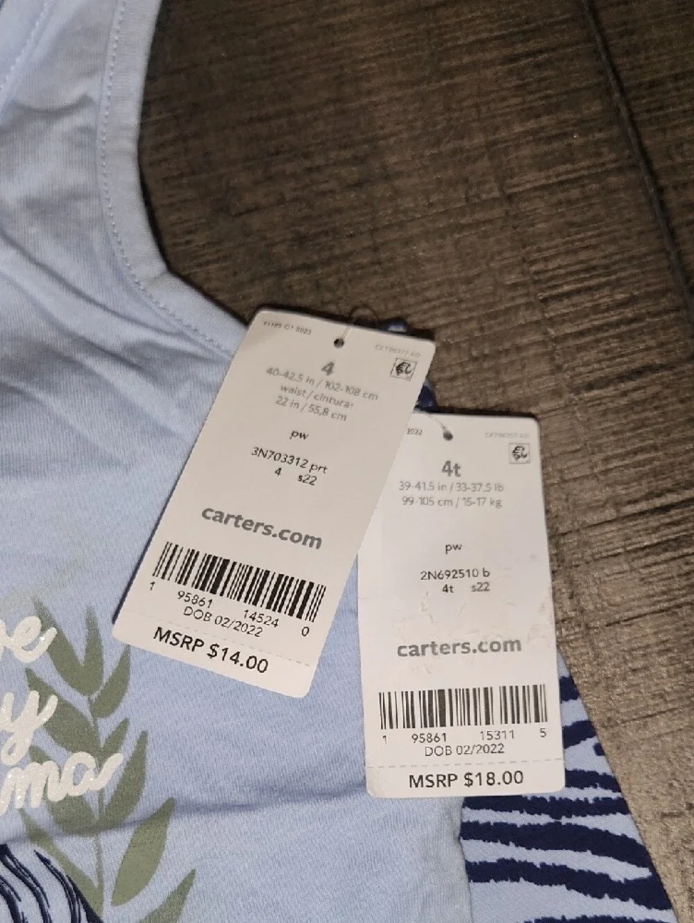 NWT Carter's Light Blue Zebra Tank with Navy Zebra Bike Shorts